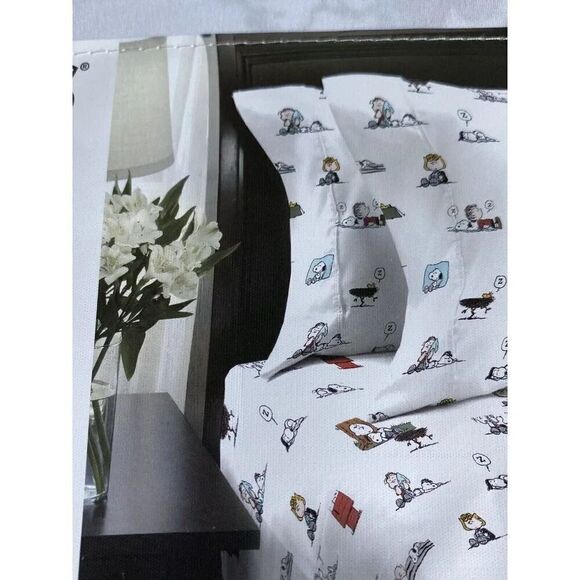 Peanuts Snoopy Woodstock Charlie Brown Linus Sally TWIN Size Soft Sheet Set NEW - Picture 5 of 12